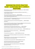 WASHINGTON STATE PRACTICE EXAM 1 QUESTIONS WITH CORRECT RESPONSE