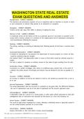 Washington State Real Estate Exam QUESTIONS AND ANSWERS&period;