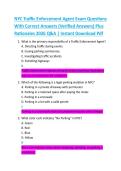 NYC Traffic Enforcement Agent Exam Questions  With Correct Answers &lpar;Verified Answers&rpar; Plus  Rationales 2026 Q&A &vert; Instant Download Pdf 