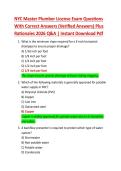 Bundle for NYC Master Plumber License Exam Questions With Correct Answers &lpar;Verified Answers&rpar; Plus Rationales 2026 Q&A &vert; Instant Download Pdf