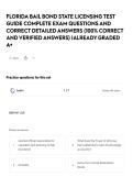 FLORIDA BAIL BOND STATE LICENSING TEST GUIDE COMPLETE EXAM QUESTIONS AND CORRECT DETAILED ANSWERS &lpar;100&percnt; CORRECT AND VERIFIED ANSWERS&rpar; &vert;ALREADY GRADED A&plus;