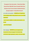 Therapeutic Crisis Intervention - Study Guide &sol;Most  Recent Exam 2026-2027 Actual Complete Real Exam  Questions And Correct Answers &lpar;Verified Answers&rpar;  Already Graded A&plus; &vert; Brand New Version&excl;&excl;