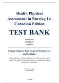 Complete Test Bank - Health & Physical Assessment in Nursing&comma; 1st Canadian Edition &ndash; Donita D'Amico&comma; Colleen Barbarito&comma; Creina Twomey&comma; Nicole Harder &ndash; ISBN 9780132110655 &lpar;All Chapters Covered 1&ndash;27&rpar;