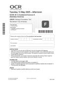 OCR GCSE &lpar;9&ndash;1&rpar; Combined Science A &lpar;Gateway Science&rpar; J250&sol;01 Biology &lpar;Foundation Tier&rpar;  MAY 2025 Combined Question Paper and Mark Scheme 