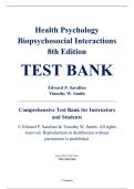 Complete Test Bank - Health Psychology&colon; Biopsychosocial Interactions&comma; 8th Edition &ndash; Edward P&period; Sarafino&comma; Timothy W&period; Smith &ndash; ISBN 9781118425206 &lpar;All Chapters Covered 1&ndash;15&rpar;