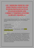 TI - MEDSURG IMMUNE AND  INFECTIONS LATEST EXAM  WITH RATIONALES &vert;ACTUAL  EXAM QUESTIONS AND  CORRECT VERIFIED ANSWERS  &vert;ALREADY GRADED A&plus;