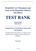 Complete Test Bank - Hospitality Law&colon; Managing Legal Issues in the Hospitality Industry&comma; 5th Edition &ndash; Stephen Barth&comma; Diana Barber &ndash; ISBN 9781119305040 &lpar;All Chapters Covered 1&ndash;15&rpar;