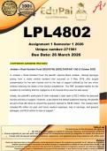 LPL4802 Assignment 1 &lpar;COMPLETE ANSWERS&rpar; Semester 1 2026 &lpar;271981&rpar; - DUE 26 March 2026