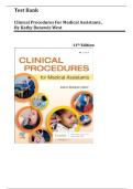 Test Bank For Clinical Procedures for Medical Assistants &comma; 11th Edition&comma; Kathy Bonewit-West&lpar; All Chapters Covered&rpar; Latest 2026