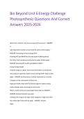Bio Beyond Unit 6 Energy Challenge  Photosynthesis Questions And Correct  Answers 2025-2026