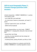 OCR A Level Geography Paper 3 - Climate Change questions with answers