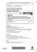 Pearson Edexcel GCSE &lpar;9&ndash;1&rpar; History PAPER 1&colon; Thematic study and historic environment  Option 11&colon; Medicine in Britain&comma; c1250&ndash;present and The British sector of the Western Front&comma;  1914&ndash;18&colon; injuries&comma; treatment and the trenches MAY 2025 Combined Question Paper