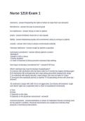 Nurse 1210 Exam 1&period; Questions with Solutions