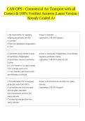 CAR-OPS - Commercial Air Transport with all Correct & 100&percnt; Verified Answers &vert;Latest Version &vert;Already Graded A&plus; 