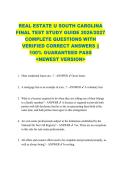 REAL ESTATE U SOUTH CAROLINA  FINAL TEST STUDY GUIDE 2026&sol;2027  COMPLETE QUESTIONS WITH  VERIFIED CORRECT ANSWERS &vert;&vert;  100&percnt; GUARANTEED PASS  <NEWEST VERSION> 