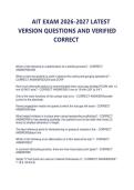 AIT EXAM 2026-2027 LATEST  VERSION QUESTIONS AND VERIFIED  CORRECT 