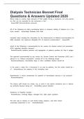 Dialysis Technician Bonnet Final Questions & Answers Updated 2026