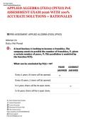 APPLIED ALGEBRA  &vert; &lpar;FXO1&rpar; &lpar;PFXO&rpar; &vert; PrE ASSESSMENT EXAM 2026 &vert;  WITH 100&percnt; ACCURATE SOLUTIONS &plus; RATIONALES