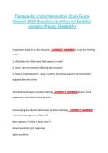 Therapeutic Crisis Intervention Study Guide  Newest 2026 Questions and Correct Detailed  Answers Already Graded A&plus; 