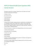 NUR 219 Mental Health Exam Questions With Correct Answers&period;