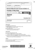 Pearson Edexcel Level 1&sol;Level 2 GCSE &lpar;9&ndash;1&rpar; Biology PAPER 1 Foundation Tier 2025  Combined Question Paper and Mark Scheme 