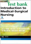 Introduction to Medical-Surgical Nursing Test Bank &lpar;Sixth Edition&rpar; &mdash; Adrianne Dill Linton &mdash; 2026 Updated &bull; 100&percnt; Exam Prep Guarantee