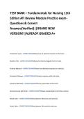 TEST BANK &ndash; Fundamentals for Nursing 11th  Edition ATI Review Module Practice exam-  Questions & Correct  Answers&lpar;Verified&rpar;&vert;&vert;BRAND NEW  VERSION&excl;&excl;&vert;ALREADY GRADED A&plus;