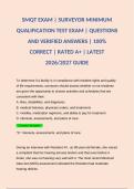 SMQT EXAM &vert; SURVEYOR MINIMUM QUALIFICATION TEST EXAM &vert; QUESTIONS AND VERIFIED ANSWERS &vert; 100&percnt; CORRECT &vert; RATED A&plus; &vert; LATEST 2026&sol;2027 GUIDE