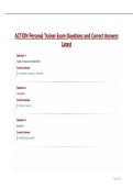 ACTION Personal Trainer Exam Questions and Correct Answers Latest