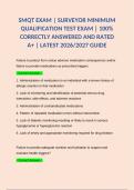 SMQT EXAM &vert; SURVEYOR MINIMUM QUALIFICATION TEST EXAM &vert; 100&percnt; CORRECTLY ANSWERED AND RATED A&plus; &vert; LATEST 2026&sol;2027 GUIDE
