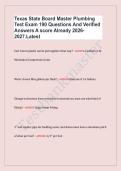 Texas State Board Master Plumbing Test Exam Guide &ndash; 190 Q&A with Verified Answers
