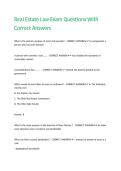 Real Estate Law Exam Questions With Correct Answers