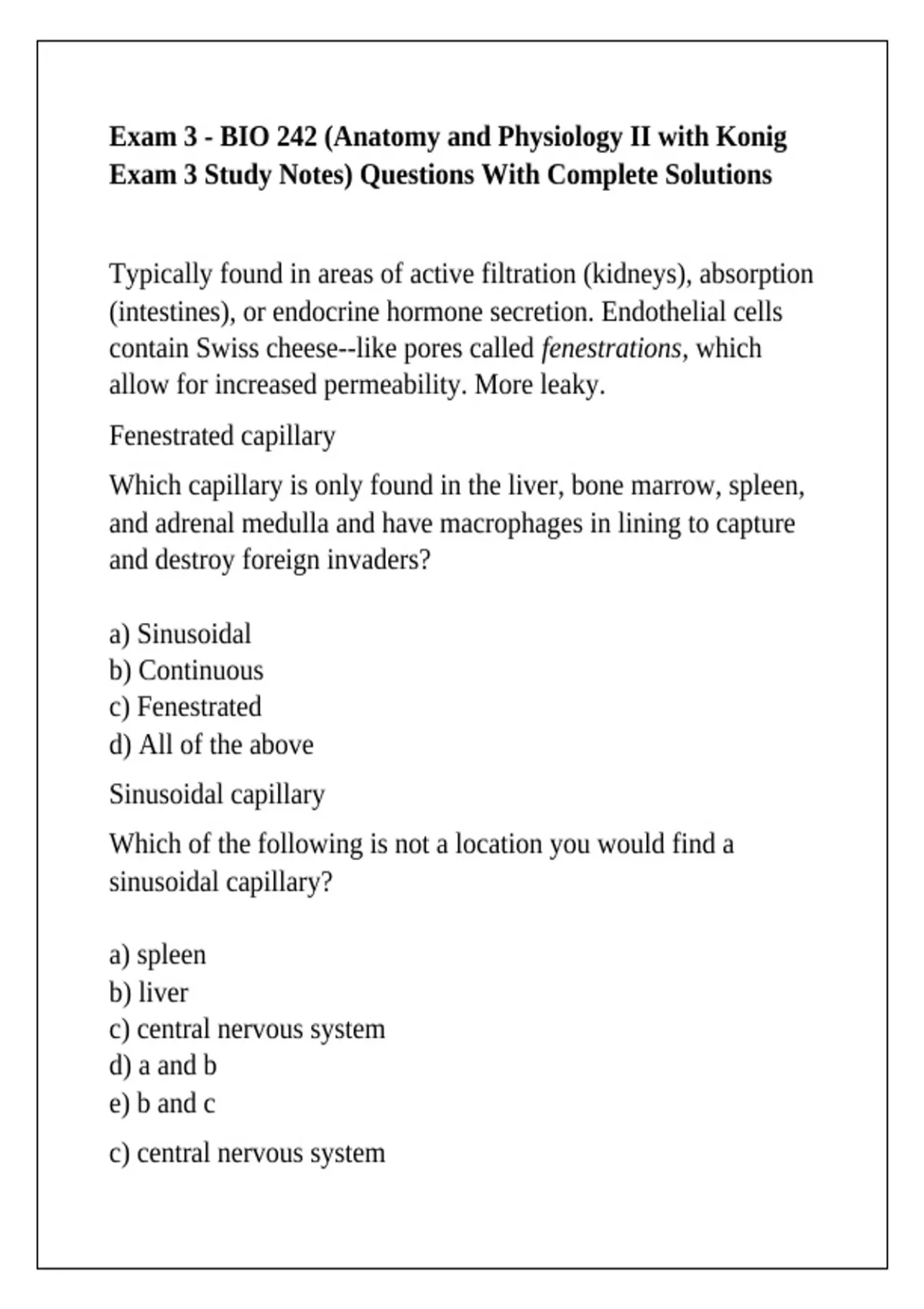 Exam 3 - BIO 242 (Anatomy and Physiology II with Konig Exam 3 Study ...