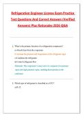 Refrigeration Engineer License Exam Practice Test Questions with Correct Answers Pass the Exam&comma; 100&percnt; Verified &lpar;2026 &sol; 2027&rpar; Graded A&plus;