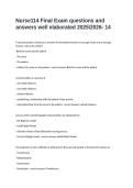 Nurse114 Final Exam questions and answers well elaborated 20252026- 14