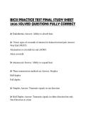 BICSI PRACTICE TEST FINAL STUDY SHEET 2026 SOLVED QUESTIONS FULLY CORRECT