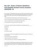 Nur 114 - Exam 1 Practice Questions And Detailed Verified Correct Answers 20252026- 16
