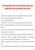 TAX PREPARER FINAL EXAM REVIEW 2026&sol;2027 QUESTIONS AND ANSWERS 100&percnt; PASS GUARANTEE