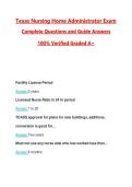Texas Nursing Home Administrator Exam Questions with Correct Answers Pass the Exam&comma; 100&percnt; Verified &lpar;2026 &sol; 2027&rpar; Graded A&plus;