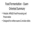 Food Fermentation &ndash; Exam Revision Notes with Written Questions & Answer Ideas &lpar;AP0620&rpar;