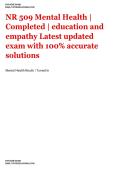 NR 509 Mental Health &vert; Completed &vert; education and empathy Latest updated exam with 100&percnt; accurate solutions