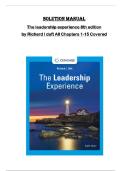 Solutions Manual for The Leadership Experience &ndash; 8th Edition &lpar;Richard L&period; Daft&rpar; &vert; Leadership & Management Problem Solutions 2025&sol;2026