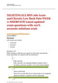 NIGHTINGALE &vert; BSN 266 &vert; Acute and Chronic Low Back Pain &vert; WEEK 11 SHERPATH &vert; Latest updated exam questions with 100&percnt; accurate solutions 2026