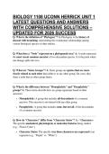 BIOLOGY 1108 UCONN HERRICK UNIT 1 LATEST QUESTIONS AND ANSWERS WITH COMPREHENSIVE SOLUTIONS &ndash; UPDATED FOR 2026 SUCCESS