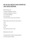BIO 353 CELL BIOLOGY EXAM 2 REVIEW FILE 2026 TESTED QUESTIONS