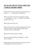 BIO 353 CELL BIOLOGY EXAM 2 SCRIPT 2026 COMPLETE ANSWERS VERIFIED