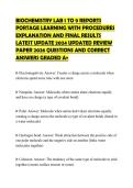 BIOCHEMISTRY LAB 1 TO 9 REPORTS PORTAGE LEARNING WITH PROCEDURES EXPLANATION AND FINAL RESULTS LATEST UPDATE 2024 UPDATED REVIEW PAPER 2026 QUESTIONS AND CORRECT ANSWERS GRADED A&plus;