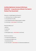 Certified Ophthalmic Assistant &lpar;COA&rpar; Exam  2026&sol;2027 &ndash; Comprehensive Ultimate Test Bank & Review&sol; Pass Guaranteed  