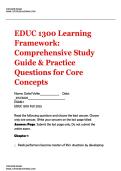 EDUC 1300 &vert; Learning Framework&colon; Comprehensive Study Guide & Practice Questions for Core Concepts