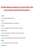 CAP Billy Mitchell Leadership Test Exam Questions with Correct Answers Pass the Exam&comma; 100&percnt; Verified &lpar;2026 &sol; 2027&rpar; Graded A&plus;